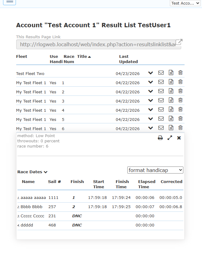 Score Report with Times